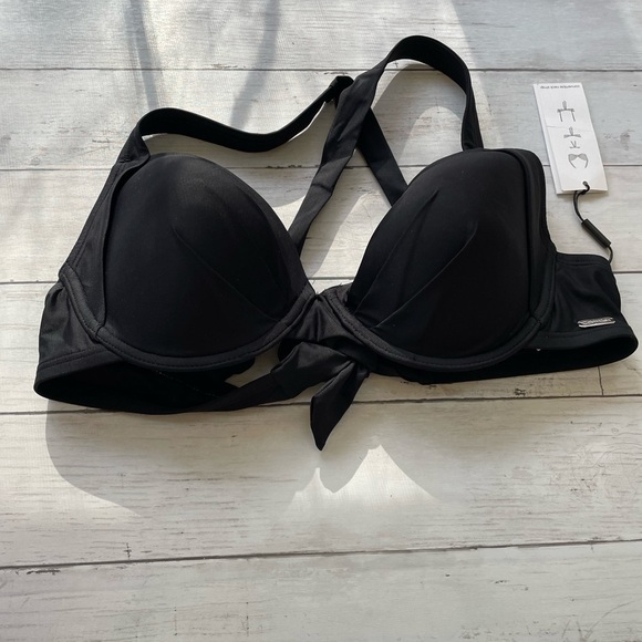 Calvin Klein Women's Pleated Convertible Underwire Bikini Top Swimsuit Black - Picture 5 of 11